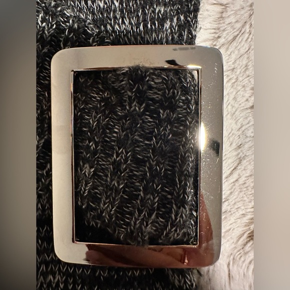 Alyx Heather Gray Asymmetrical Sweater Dress with Silver Buckle - Picture 5 of 9